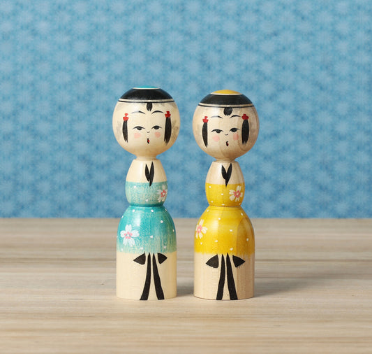Sakura-cherry blossom kokeshi doll-4 桜こけし | IKEUCHI, Shione 池内潮音工人 | Yajiro style 弥治郎系 | 9cm in height