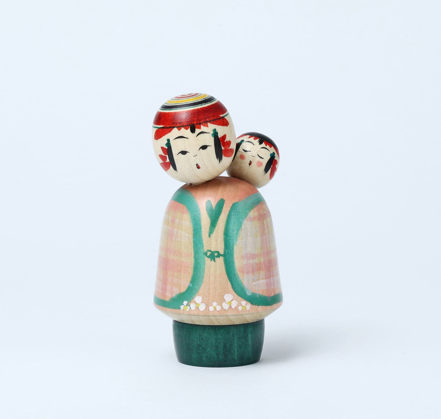 Komori-Babysitting kokeshi doll-10 子守りこけし | IKEUCHI, Shione 池内潮音工人 | Yajiro style 弥治郎系 | 10cm in height