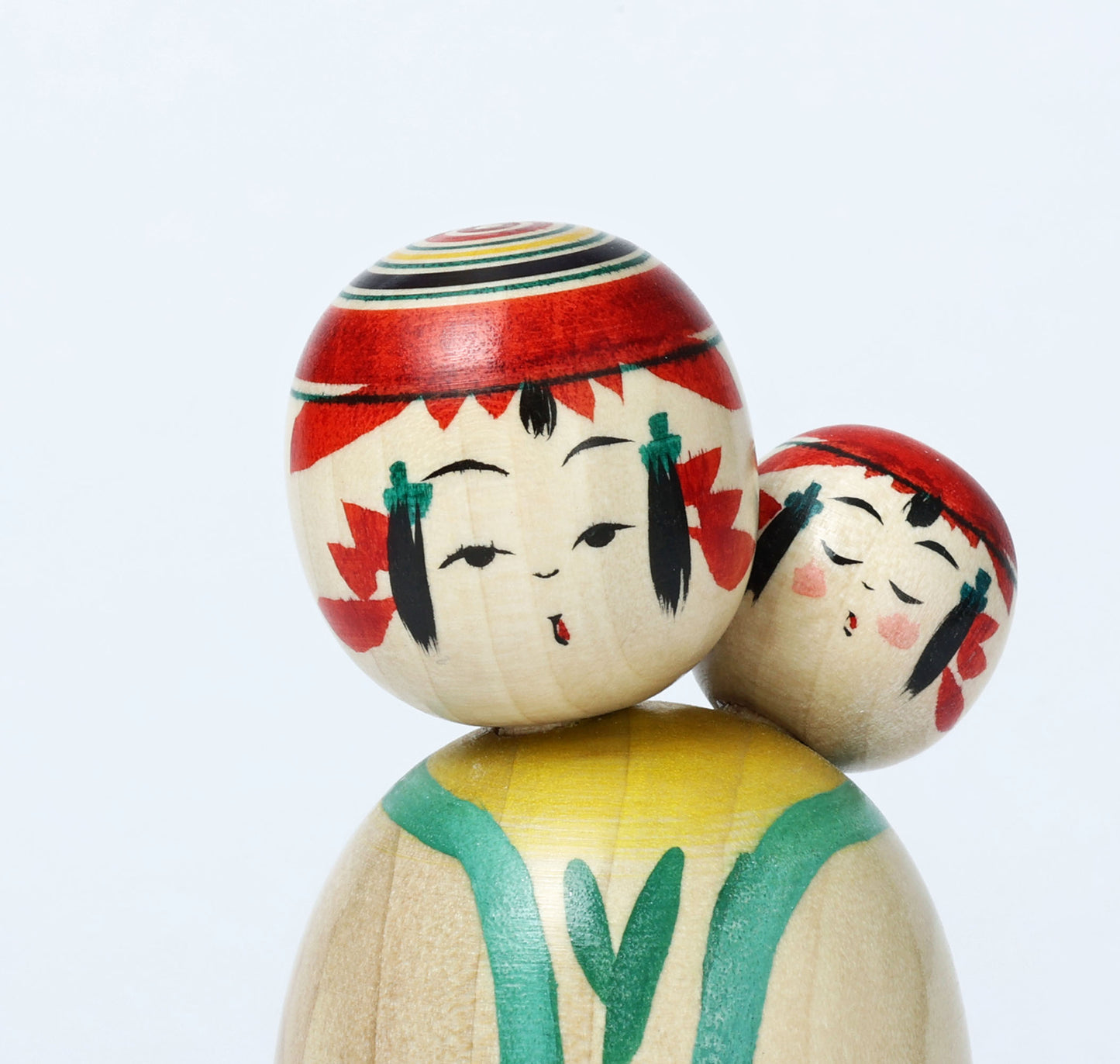 Komori-Babysitting kokeshi doll-6 子守りこけし | IKEUCHI, Shione 池内潮音工人 | Yajiro style 弥治郎系 | 10cm in height