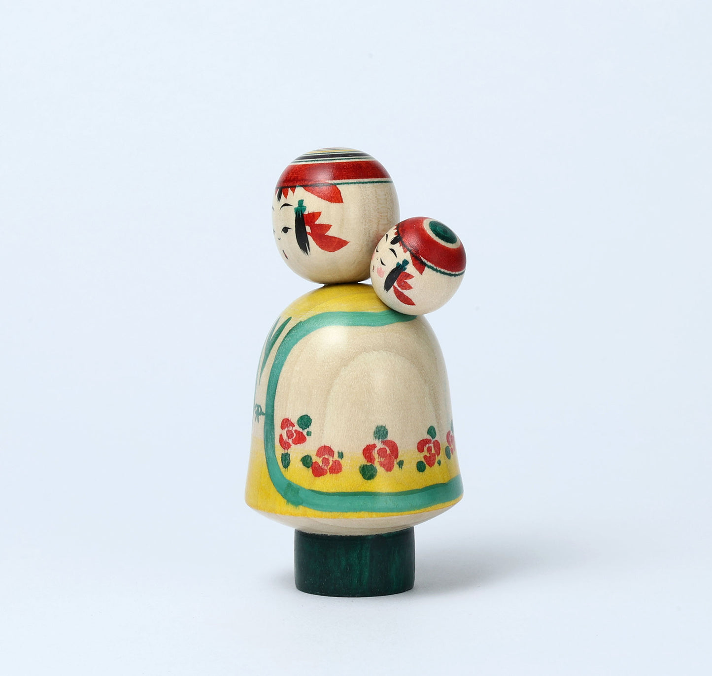 Komori-Babysitting kokeshi doll-6 子守りこけし | IKEUCHI, Shione 池内潮音工人 | Yajiro style 弥治郎系 | 10cm in height