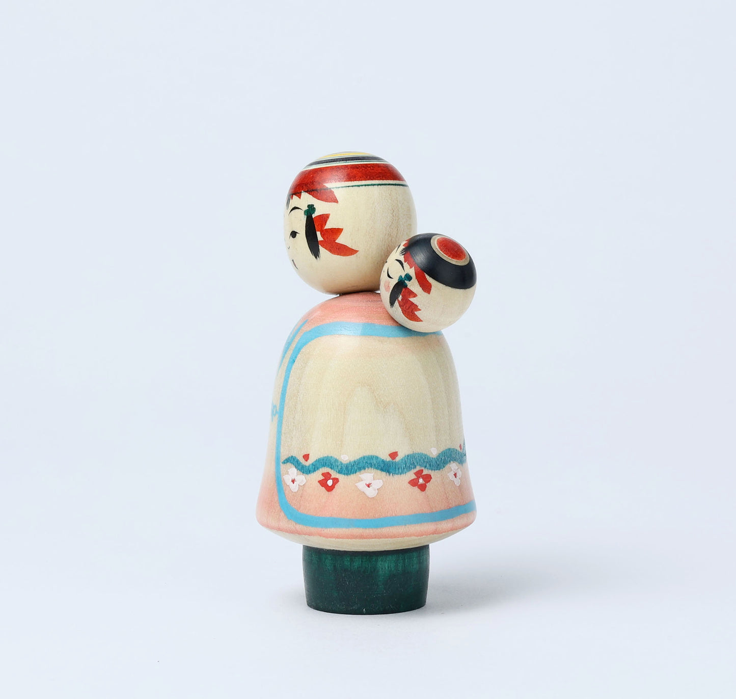 Komori-Babysitting kokeshi doll-7 子守りこけし | IKEUCHI, Shione 池内潮音工人 | Yajiro style 弥治郎系 | 10cm in height