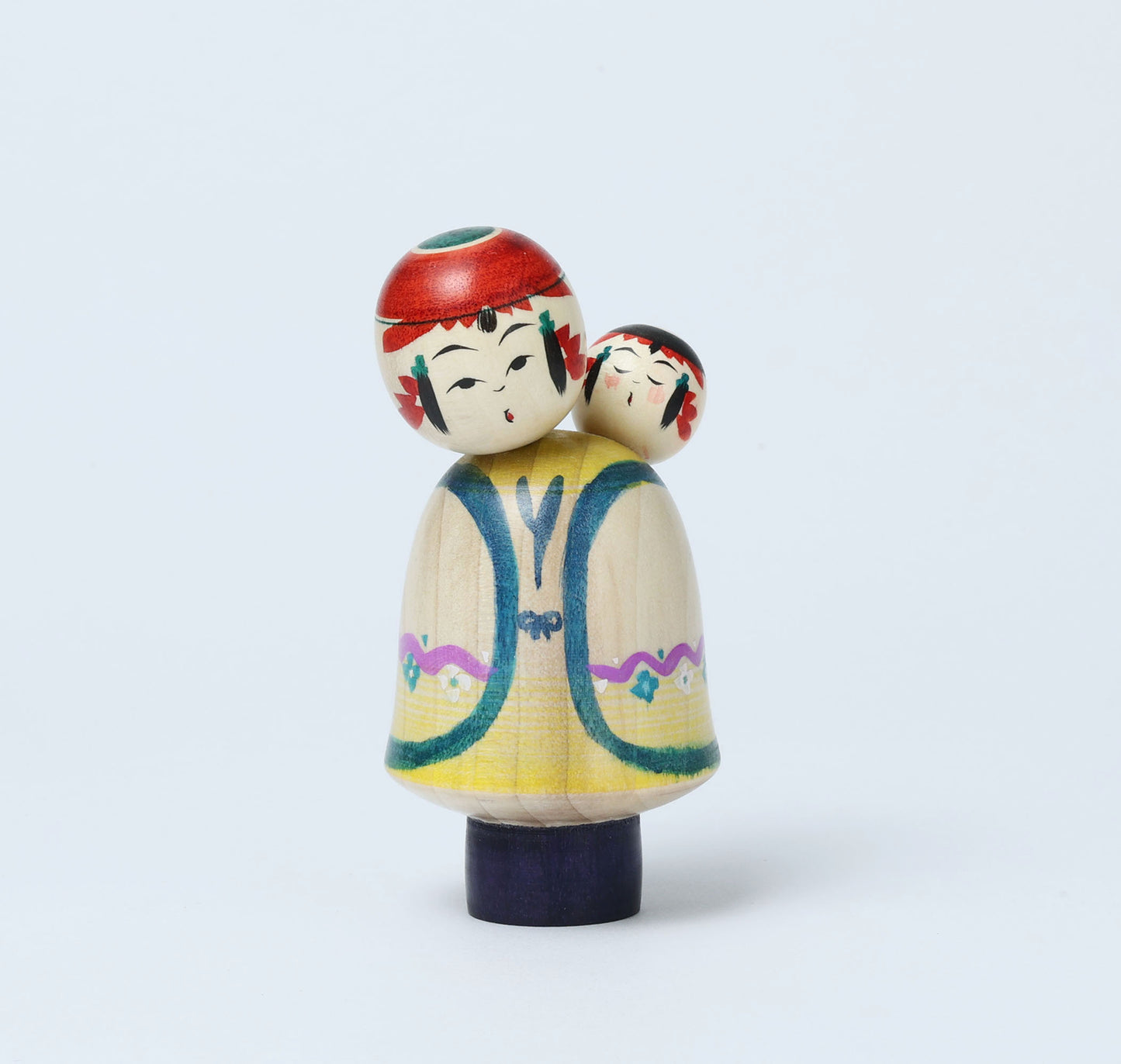 Komori-Babysitting kokeshi doll-8 子守りこけし | IKEUCHI, Shione 池内潮音工人 | Yajiro style 弥治郎系 | 10cm in height