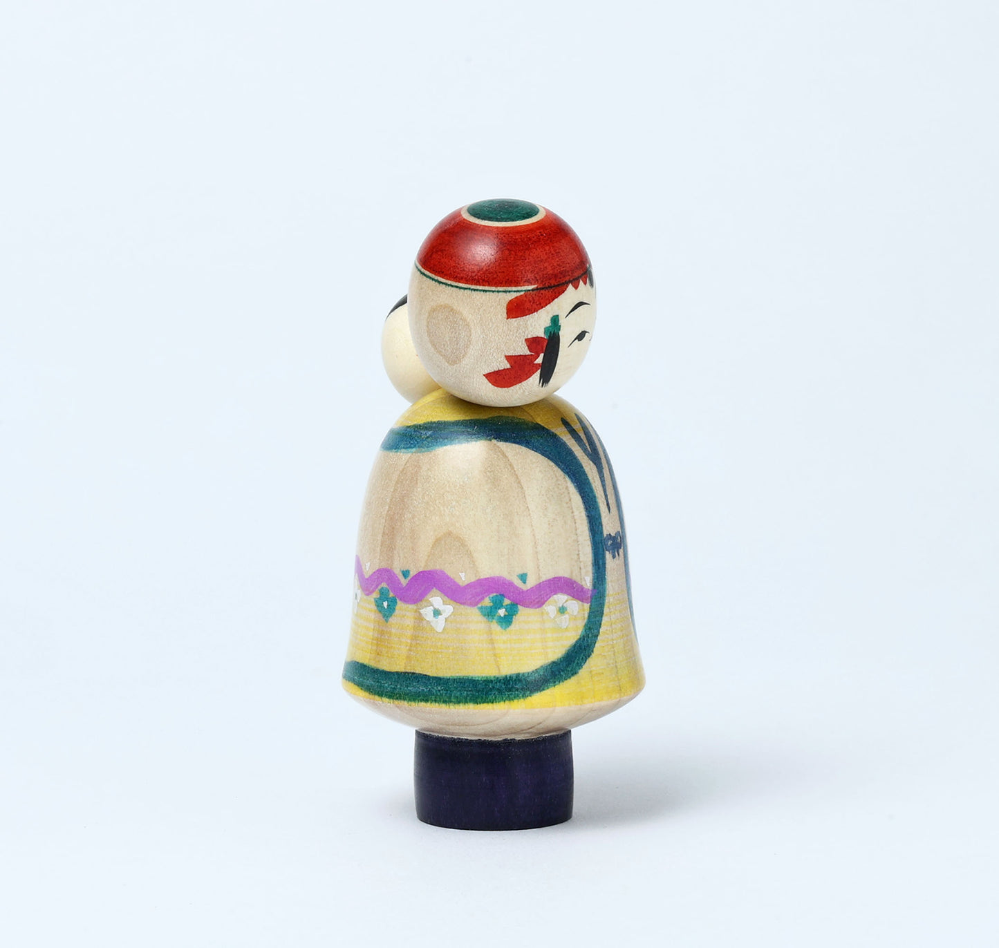 Komori-Babysitting kokeshi doll-8 子守りこけし | IKEUCHI, Shione 池内潮音工人 | Yajiro style 弥治郎系 | 10cm in height
