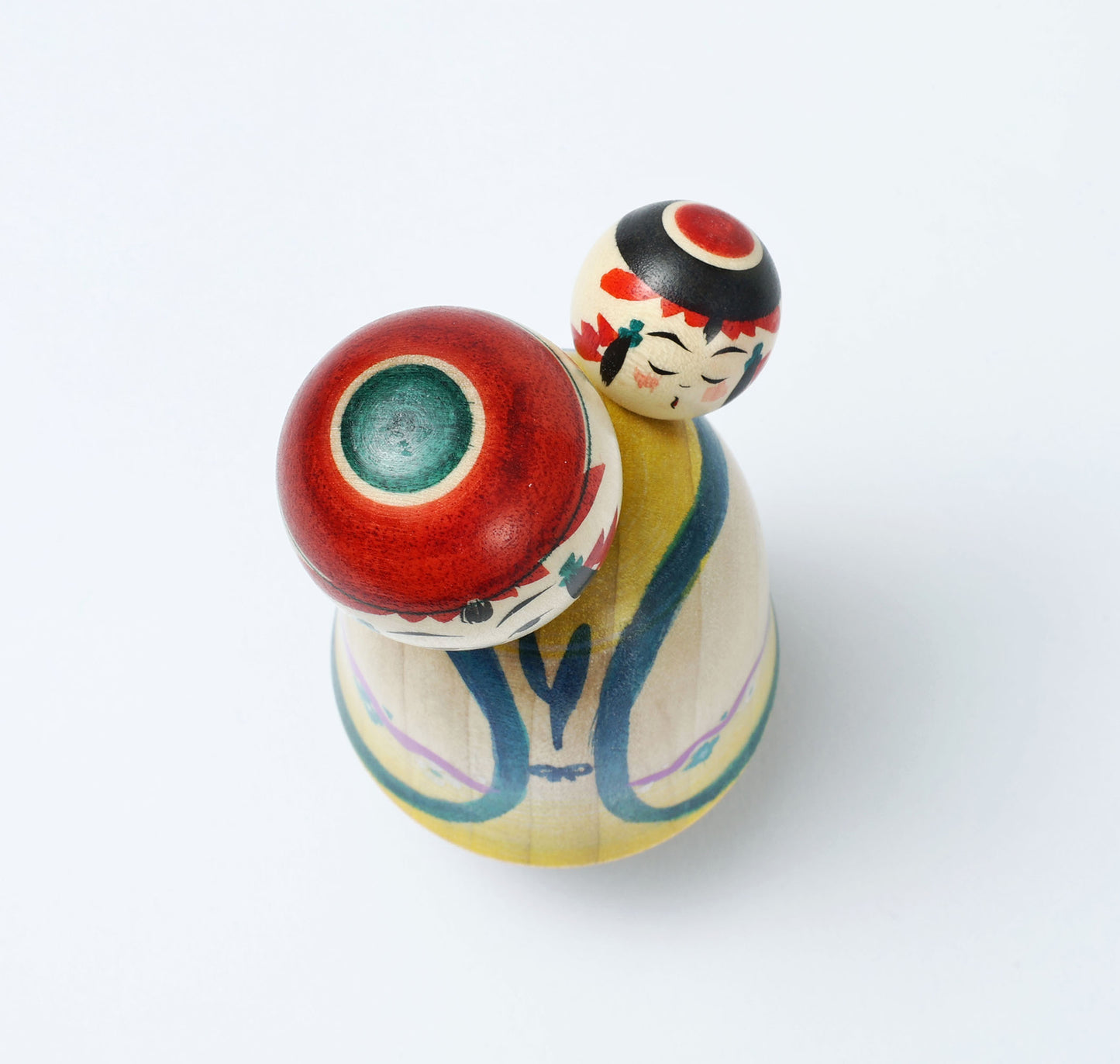 Komori-Babysitting kokeshi doll-8 子守りこけし | IKEUCHI, Shione 池内潮音工人 | Yajiro style 弥治郎系 | 10cm in height