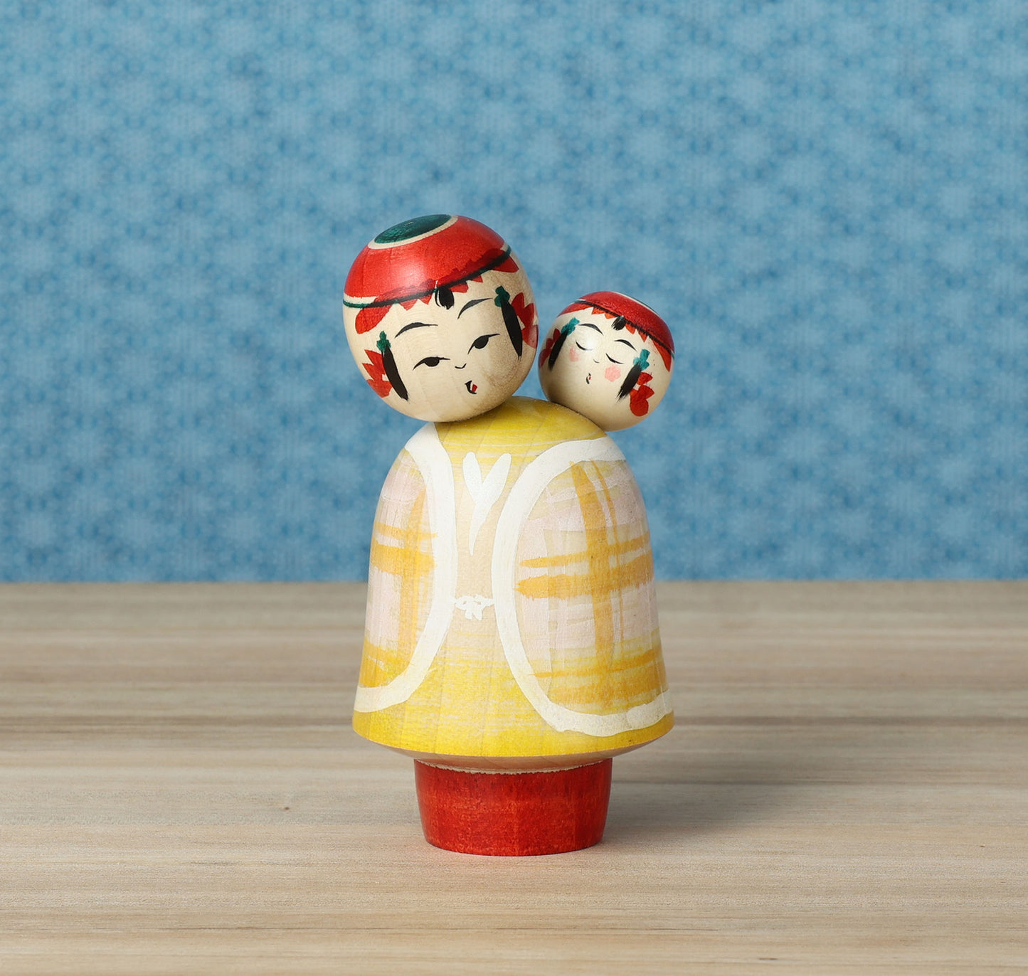 Komori-Babysitting kokeshi doll-9 子守りこけし | IKEUCHI, Shione 池内潮音工人 | Yajiro style 弥治郎系 | 10cm in height