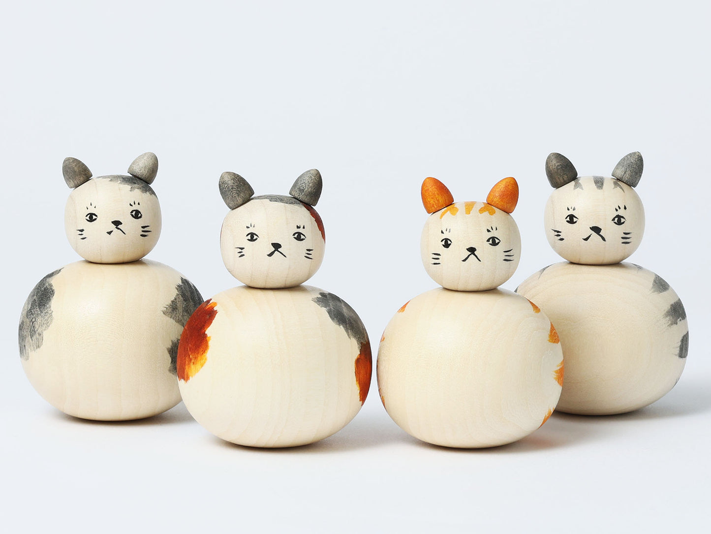 Cat kokeshi doll-1 猫こけし | KOYAMA, Yoshimi 小山芳美工人 | Togatta style 遠刈田系 | 7.5cm in height
