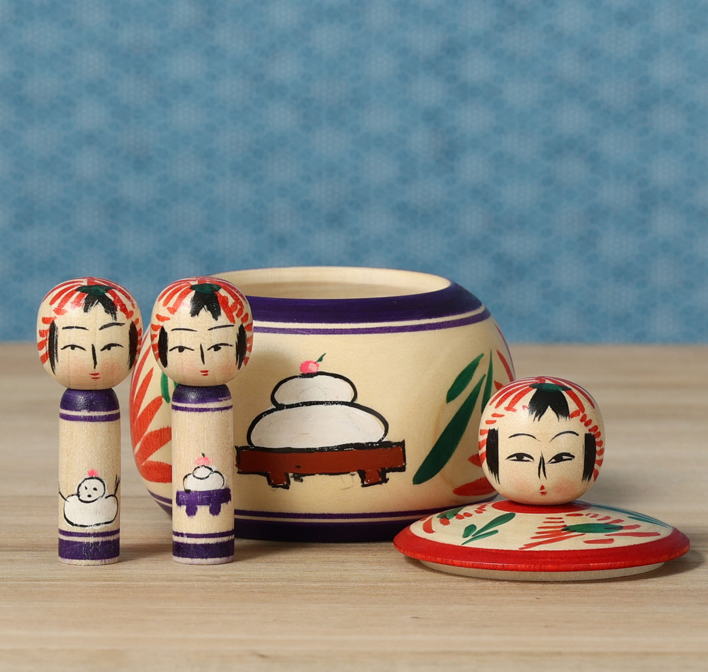 Oshogatsu ejiko kokeshi doll-3 | OGASAWARA, Yoshio | 7cm in height