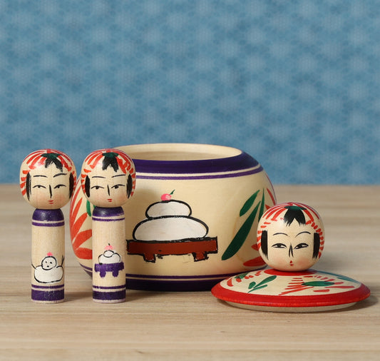 Oshogatsu ejiko kokeshi doll-3 | OGASAWARA, Yoshio | 7cm in height