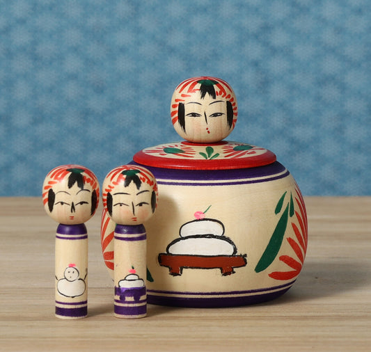 Oshogatsu ejiko kokeshi doll-2 | OGASAWARA, Yoshio | 7cm in height