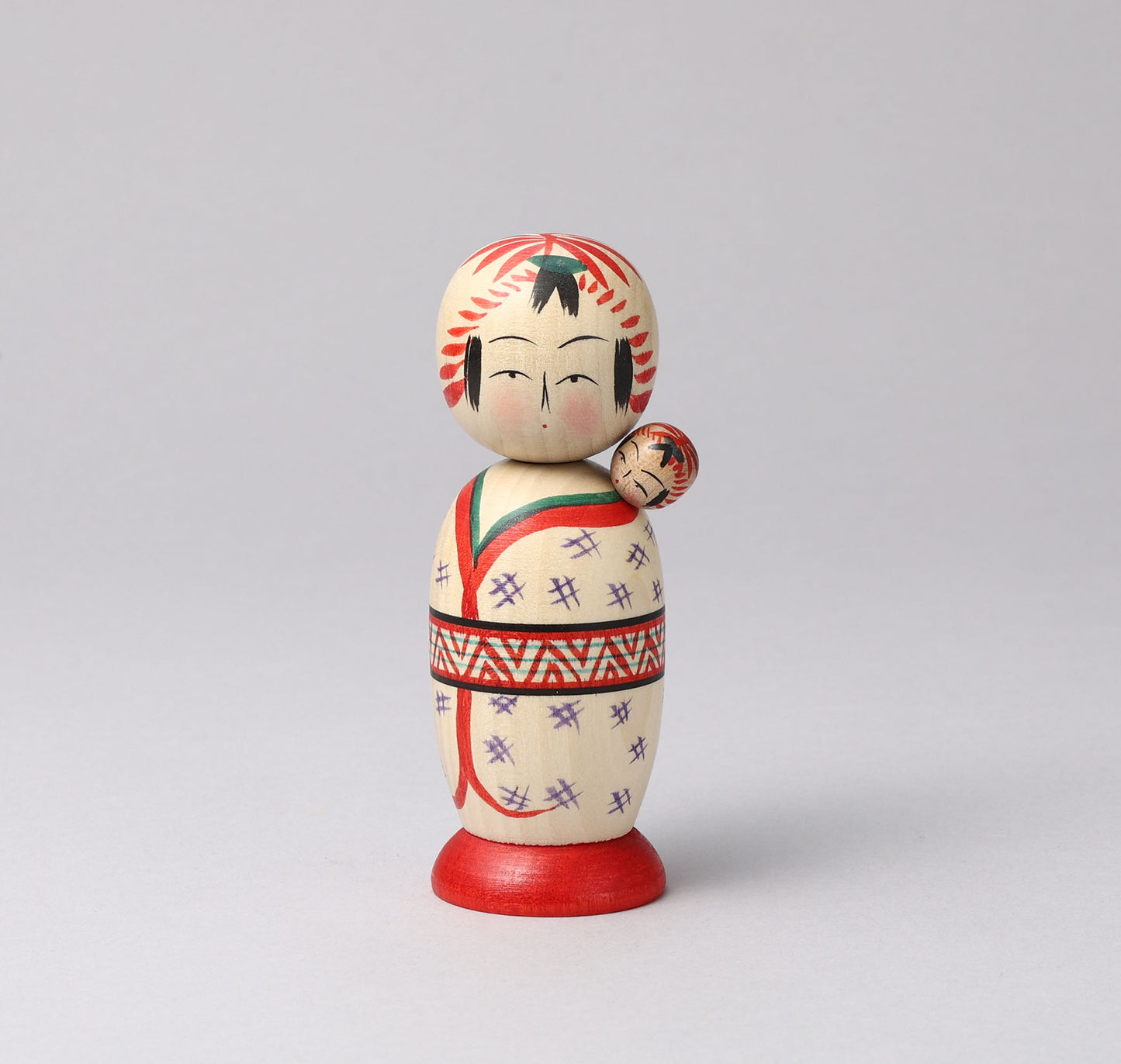 Komori-baby sitting kokeshi doll-子守りこけし | Yoshio OGASAWARA-Togatta style 小笠原義雄 (遠刈田系)