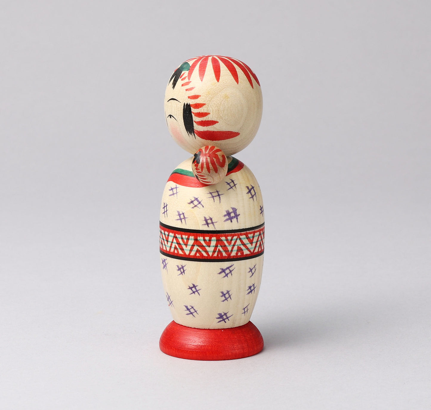 Komori-baby sitting kokeshi doll-子守りこけし | Yoshio OGASAWARA-Togatta style 小笠原義雄 (遠刈田系)