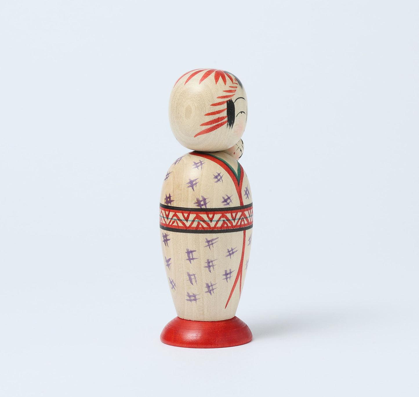 Komori-baby sitting kokeshi doll-子守りこけし | OGASAWARA, Yoshio 小笠原義雄 | Togatta style 遠刈田系 | 12cm in height