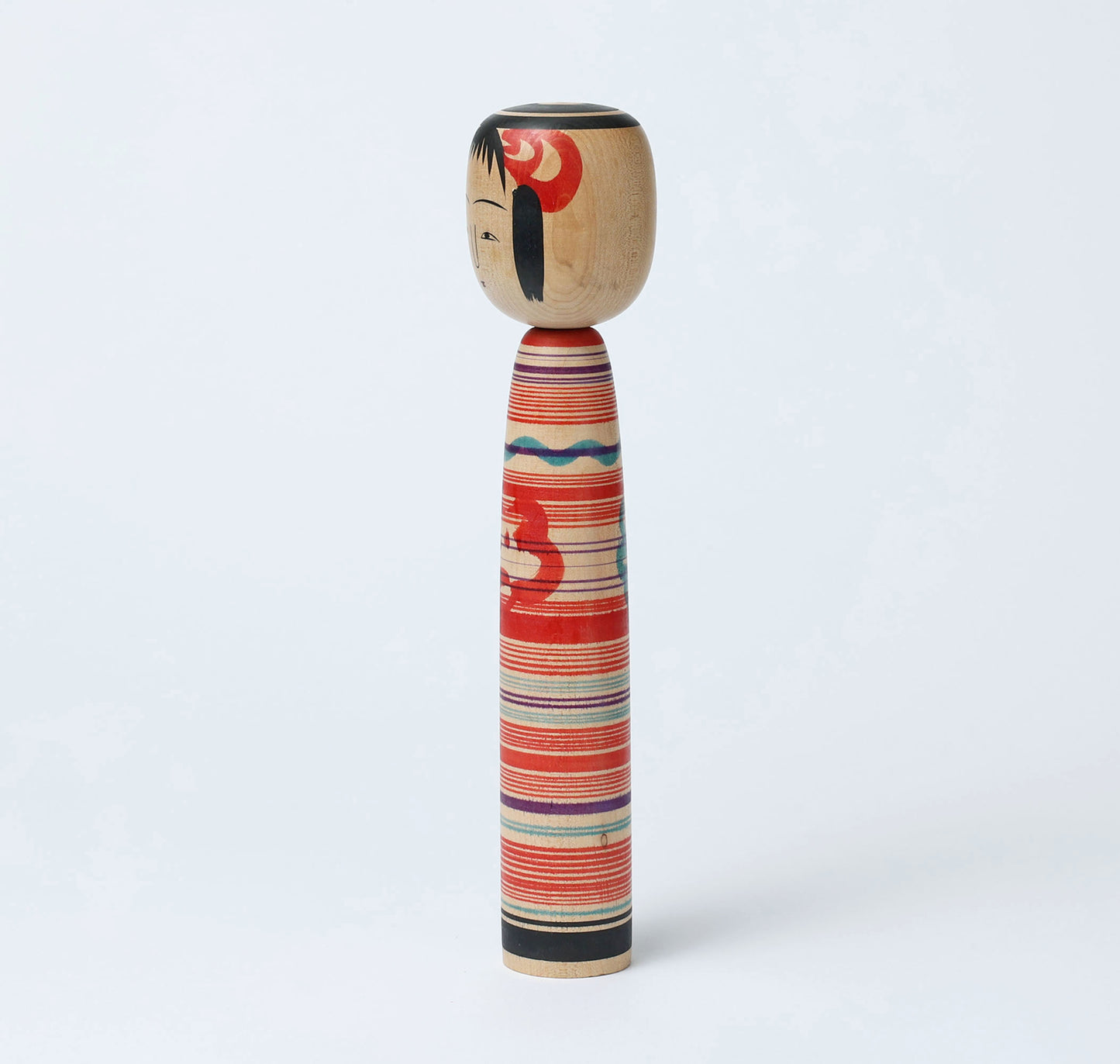 Vintage Tsuchiyu style kokeshi doll | WATANABE Tetsuo (1937-2017) | 古品こけし 土湯系 渡辺鉄男工人 | 24.5cm in height